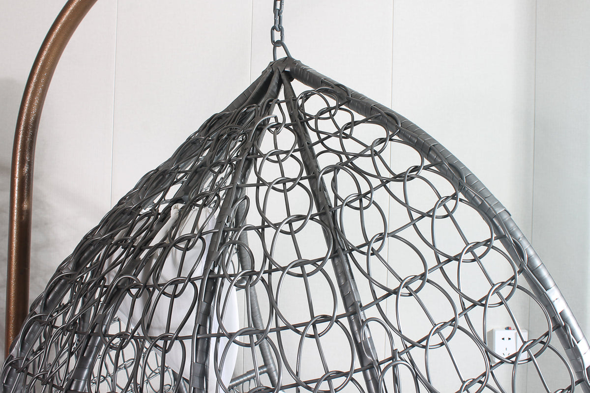 Double Seat Hanging Egg Chair Luxury Grey Basket & Grey Cushion Egg