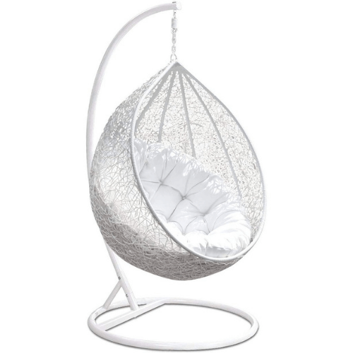 Egg Chair Hanging- White Basket & White Cushion