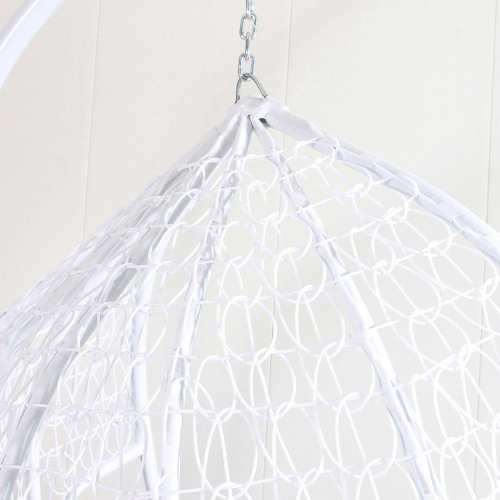 Hanging Egg Chair - White Basket & Brown Cushion