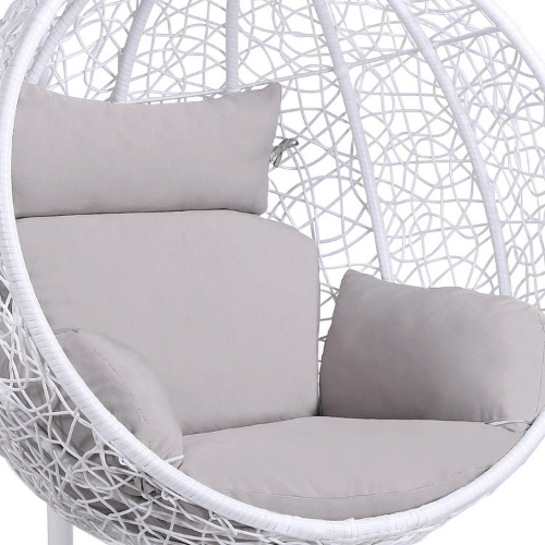 Egg Chair Hanging- White Basket & Grey Cushion