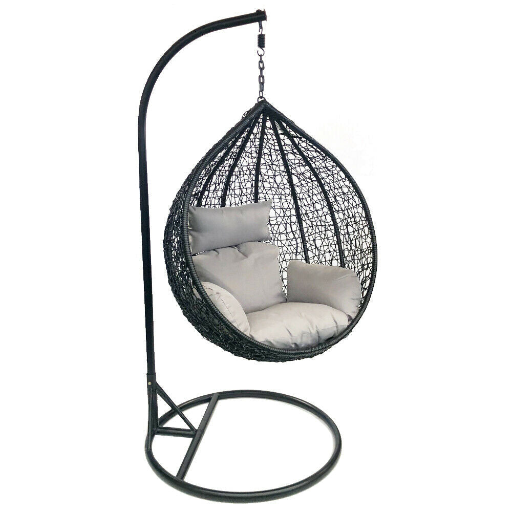 Egg Swing Chair Black Basket with Cushion Black Stand