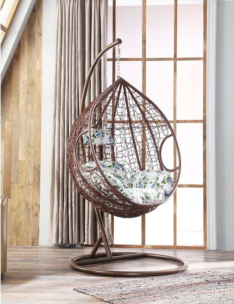 Brand New Outdoor Swing Trapeze Wicker Rattan Hanging Pod Egg Basket Chair