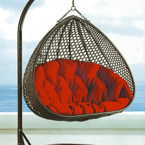 Double Seat Hanging Egg Chair Grey Basket Red Cushion Egg Chairs AU