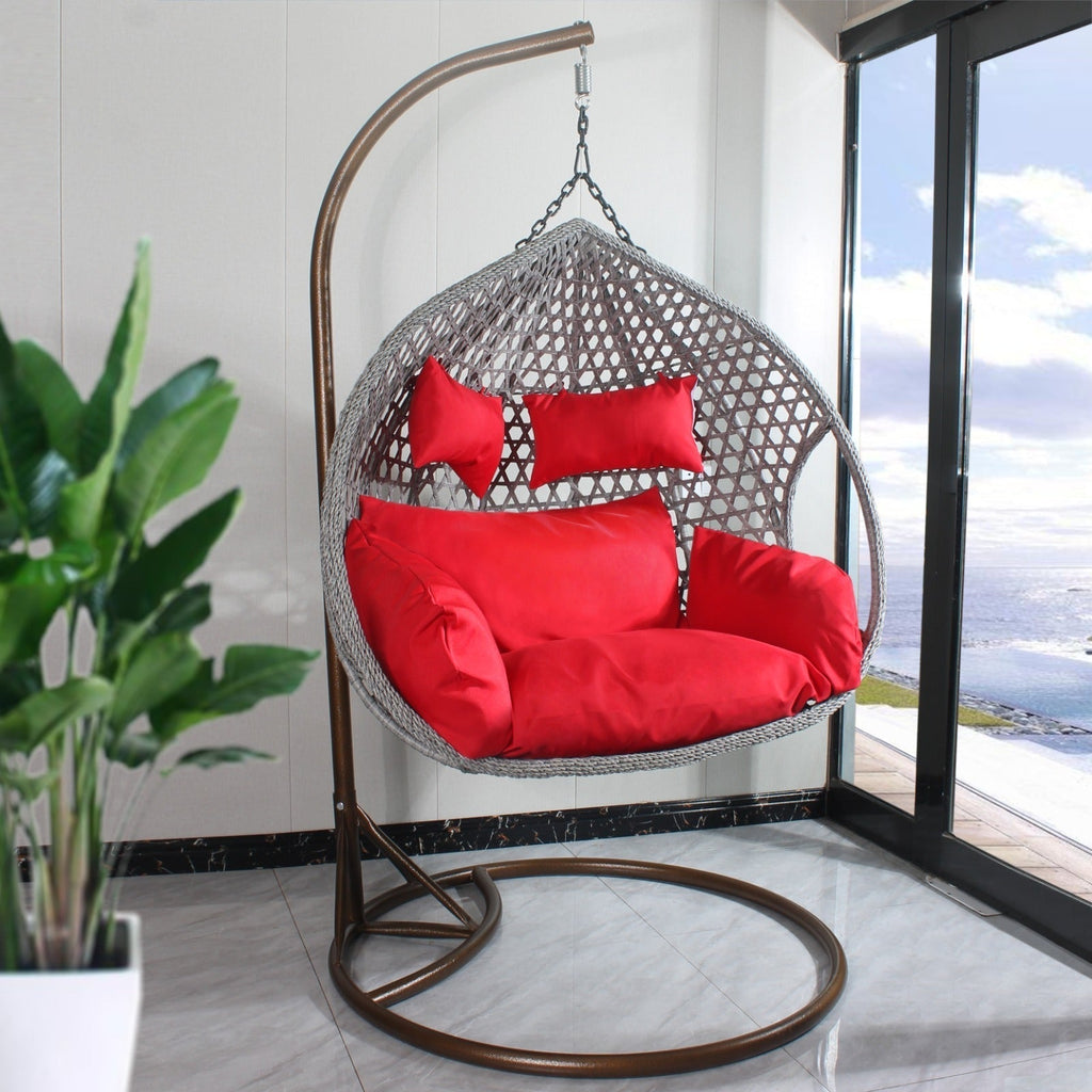 Double Seat Hanging Egg Chairs Red