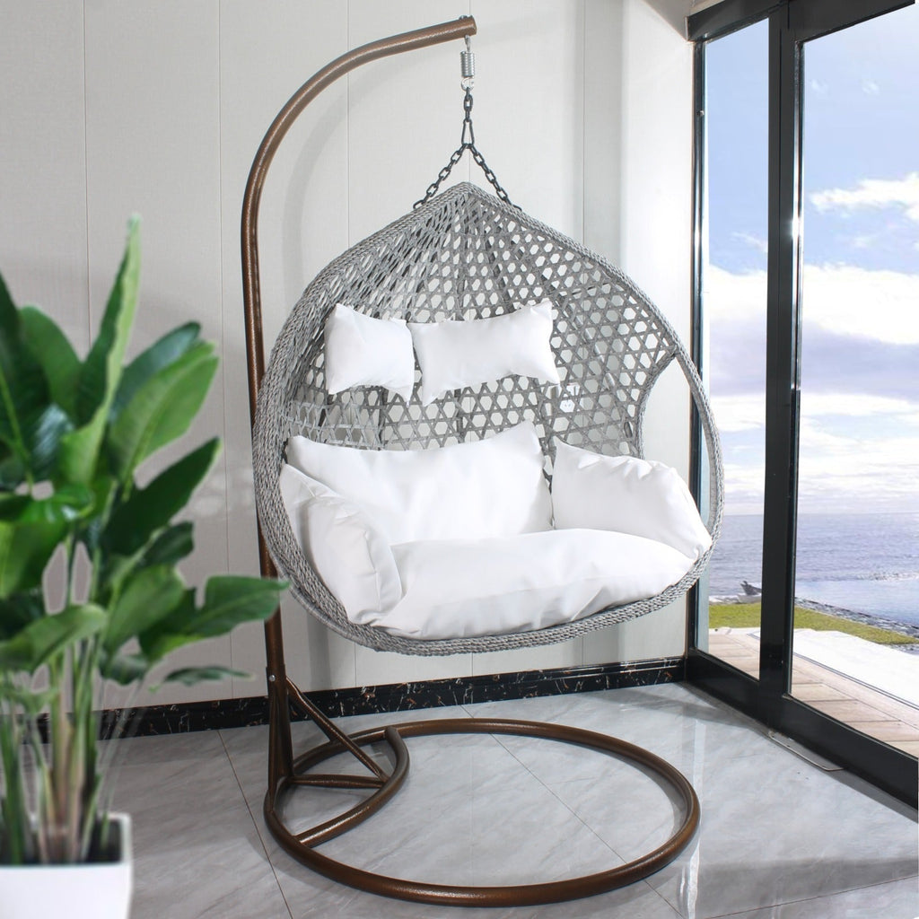 Double Seat Hanging Egg Chairs White