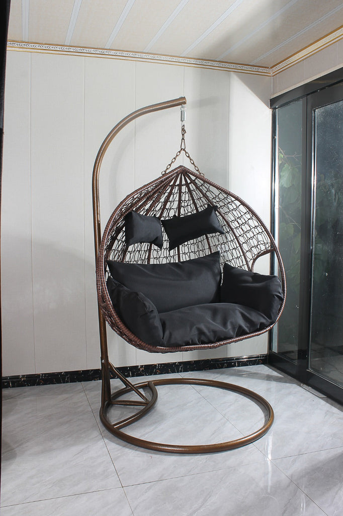 Double Seat Hanging Egg Chairs Black