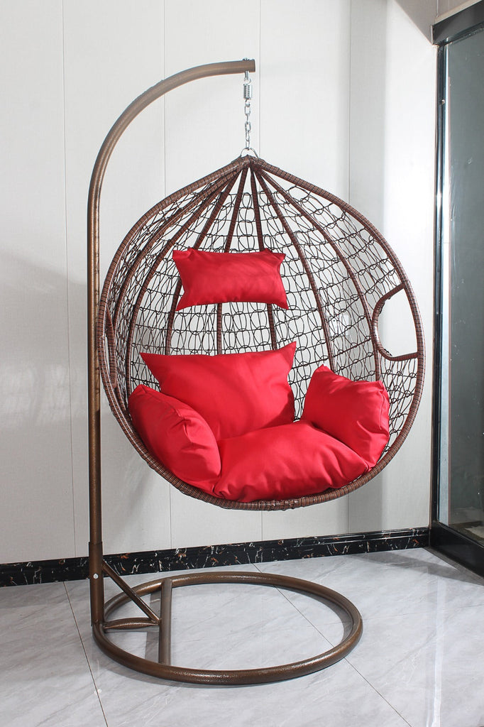 Hanging Egg Chair Outdoor & Indoor - Large Size black and red