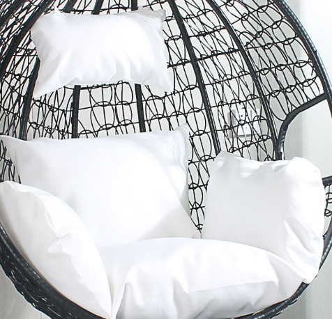 Double Seat Hanging Egg Chair - Black Basket & White Cushion