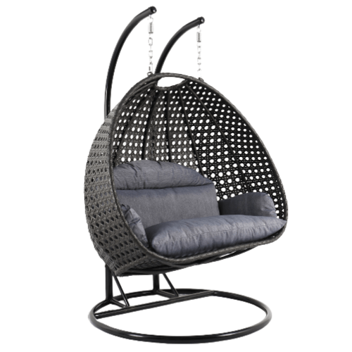 Double Seat Hanging Egg Chair - Brown Basket & Grey Cushion – Egg Chairs AU